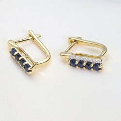 Złote kolczyki z czterema szafirami i brylantami | Luksusowa elegancja
