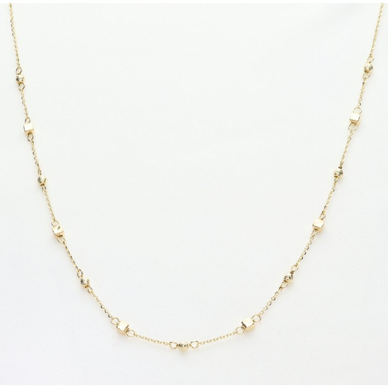 Złoty naszyjnik z kuleczkami i kosteczkami – delikatny łańcuszek | Adoro
