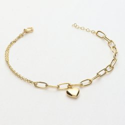 ​Złota Bransoletka na Dłoń z Serduszkiem - Elegancka Biżuteria Damska