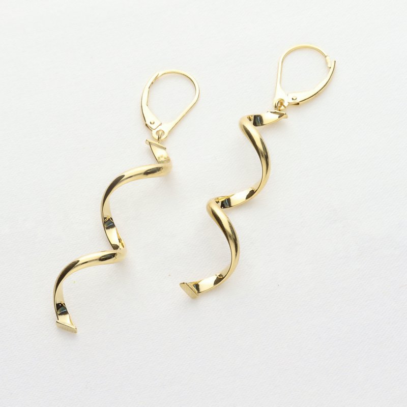 Długie Złote Kolczyki Spirale - Nowoczesna Biżuteria Damska