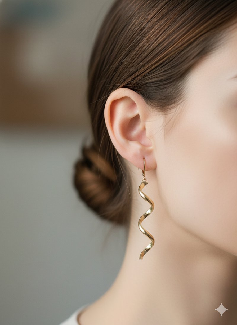 Długie Złote Kolczyki Spirale - Nowoczesna Biżuteria Damska