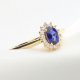 Złoty Pierścionek z Szafirem i Brylantami | Królewski Wzór