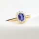 Złoty Pierścionek z Szafirem i Brylantami | Królewski Wzór