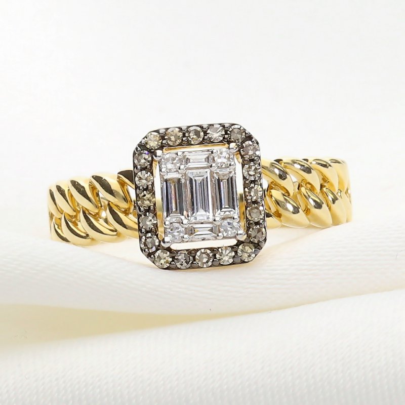 Złoty pierścionek z brylantami – elegancki pierścionek z baguette