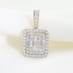 ​Luksusowa Złota Zawieszka z Brylantami | Kwadratowa Biżuteria