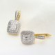 Luksusowe Złote Kolczyki z Diamentami – Kwadratowe Halo z Bagietami