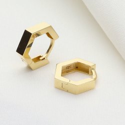 Złote Kolczyki Heksagony – Geometryczna Elegancja