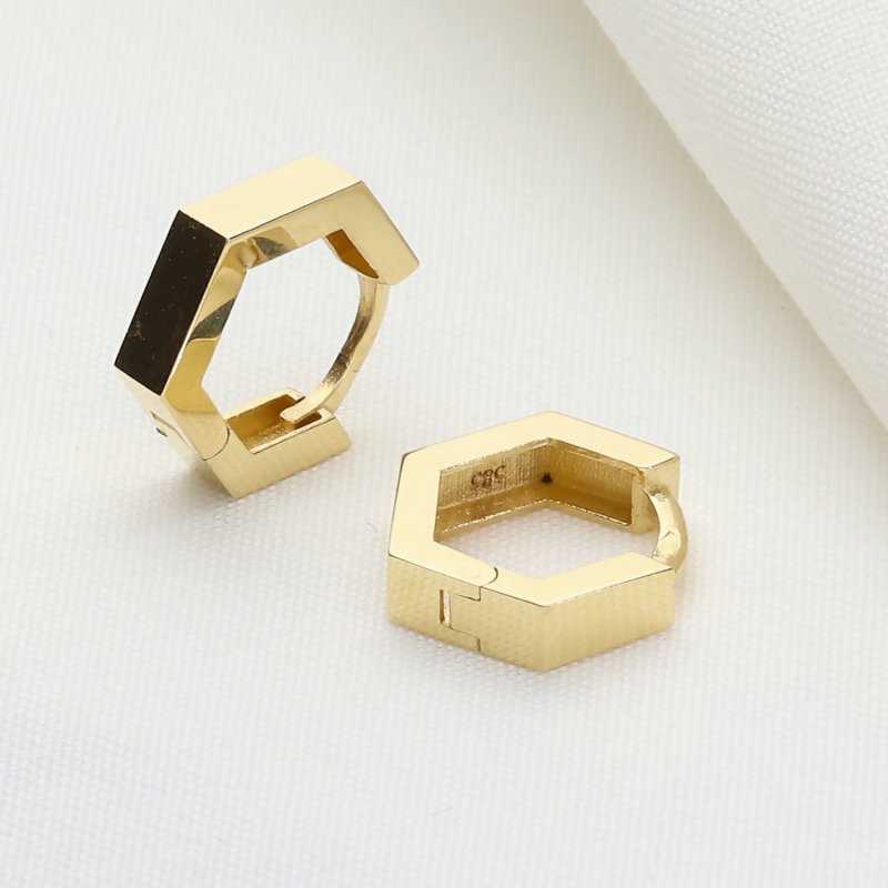Złote Kolczyki Heksagony – Geometryczna Elegancja