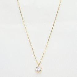 Złoty Naszyjnik z Białą Cyrkonią w Koronie Próba 585