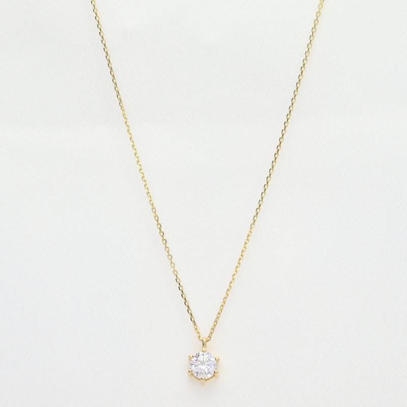 Złoty Naszyjnik z Białą Cyrkonią w Koronie Próba 585