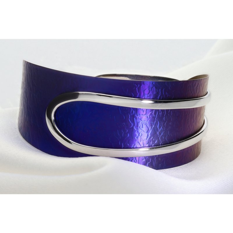Artystyczna Bransoleta Srebro i Tytan – Gradient Blue & Purple | Cuff