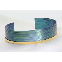 Turkusowa Bransoleta ze Srebra i Tytanu – Gradient Morski & Złoto | Cuff