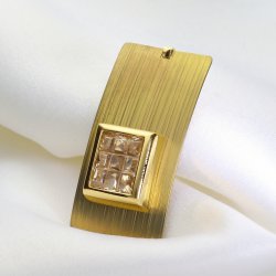 Geometryczna Srebrna Zawieszka ze Złotym Tytanem | Nowoczesna Biżuteria