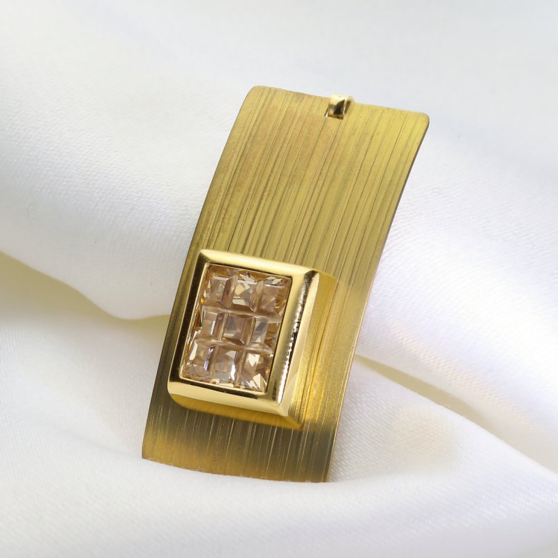 Geometryczna Srebrna Zawieszka ze Złotym Tytanem | Nowoczesna Biżuteria