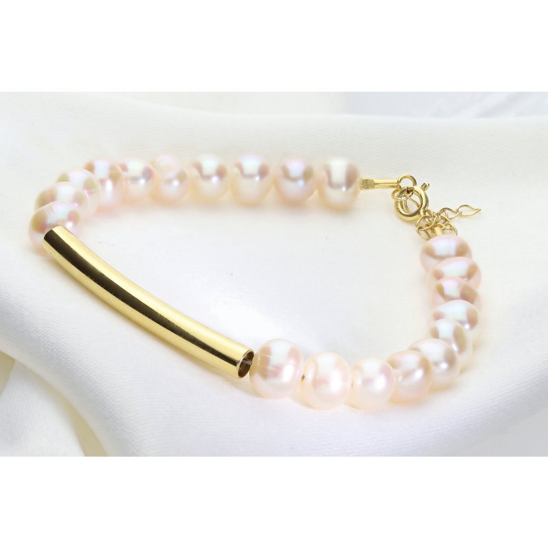 Bransoletka z Pereł i Pozłacanego Srebra – Nowoczesny Design | Adoro