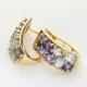 Ekskluzywne złote kolczyki z błękitnymi topazami, tanzanitami i diamentami