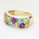 Ekskluzywny złoty pierścionek wysadzany ametystami, topazami, oliwinami i brylantami