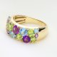 Ekskluzywny złoty pierścionek wysadzany ametystami, topazami, oliwinami i brylantami