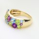 Ekskluzywny złoty pierścionek wysadzany ametystami, topazami, oliwinami i brylantami