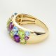 Ekskluzywny złoty pierścionek wysadzany ametystami, topazami, oliwinami i brylantami