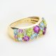Ekskluzywny złoty pierścionek wysadzany ametystami, topazami, oliwinami i brylantami