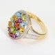Złoty pierścionek 585 Multicolor | Ametyst, Granat, Brylanty