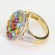 Złoty pierścionek 585 Multicolor | Ametyst, Granat, Brylanty