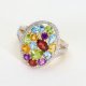 Złoty pierścionek 585 Multicolor | Ametyst, Granat, Brylanty