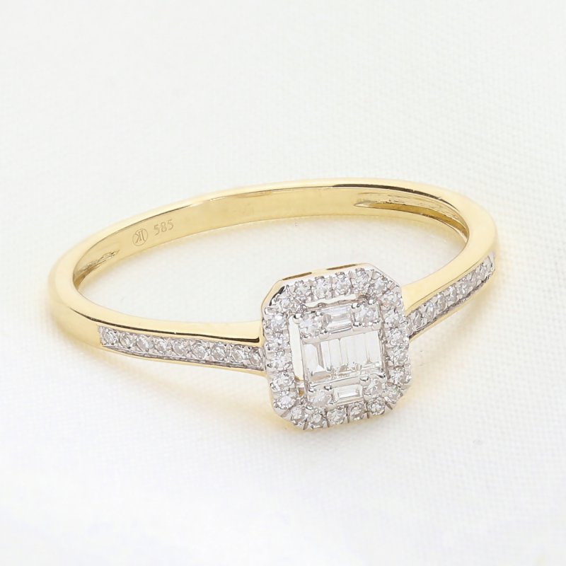 Złoty pierścionek z brylantami | Klasyczna biżuteria diamentowa