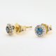 Eleganckie złote kolczyki sztyfty z topazami London Blue i brylantami