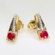 Złote kolczyki rozety z rubinami i brylantami