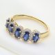 Ekskluzywny złoty pierścionek  z tanzanitami i brylantami