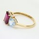 Ekskluzywny złoty pierścionek z rodolitem, topazami i brylantami