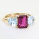 Ekskluzywny złoty pierścionek z rodolitem, topazami i brylantami